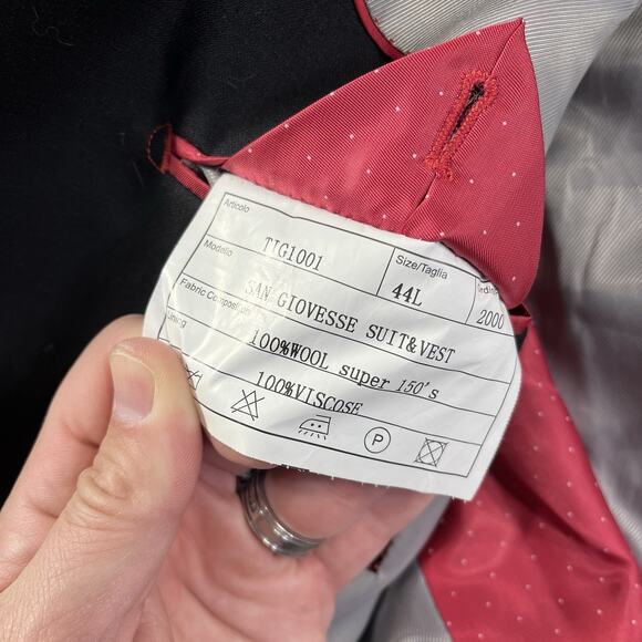 Tiglio Rosso Suit Jacket Mens 44L Black Super 150s Italian Made Italy Blazer - Picture 11 of 13